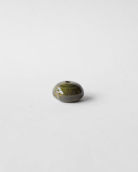 (AY2) Miniature Green Yellow Ceramic Vase by A—Y