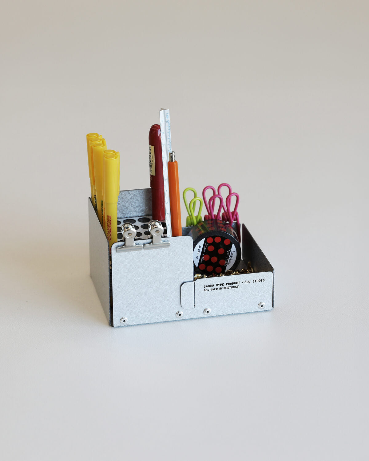 SANRO Level L Pencil Holder — Galvanized Steel — steel pencil holder at SORT Vancouver