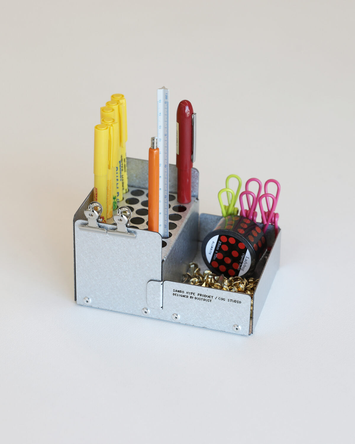 SANRO Level L Pencil Holder — Galvanized Steel — steel pencil holder at SORT Vancouver