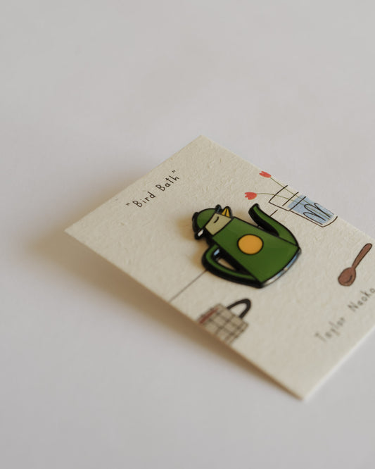 Bird Bath Enamel Pin by Taylor Naoko