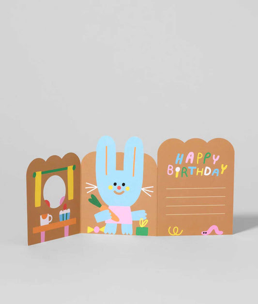 Rabbit In Burrow Fold Out Card