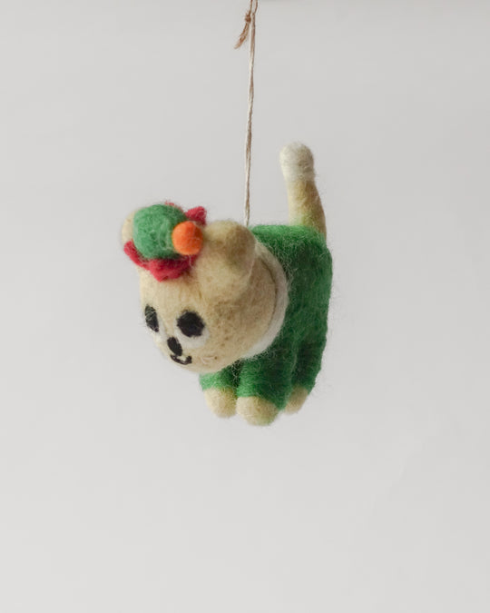 Felt Ornament — Buddy (Cat in Elf Outfit)