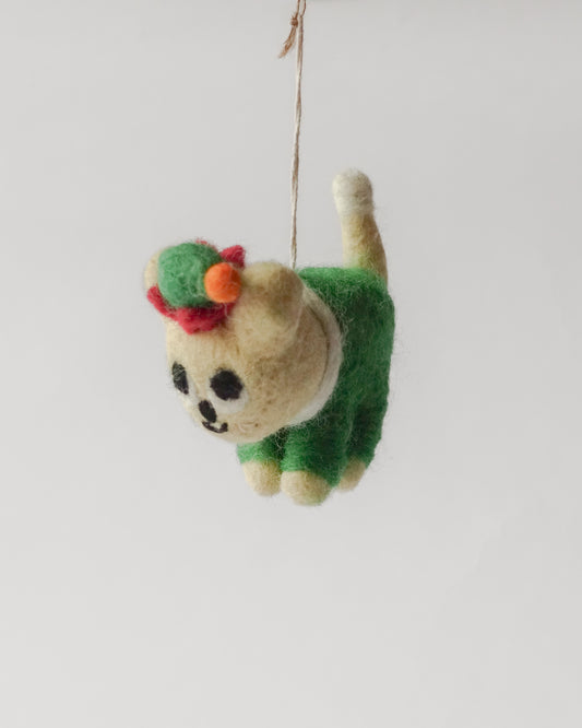 Felt Ornament — Buddy (Cat in Elf Outfit)