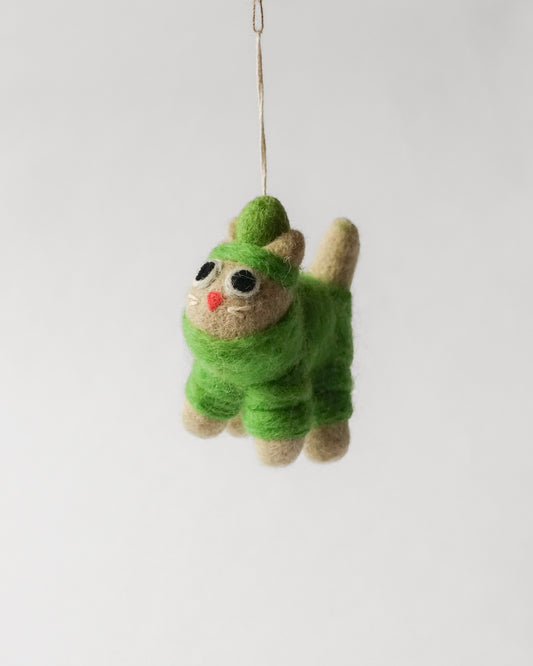 Felt Ornament — Lee (Cat in Puffa)