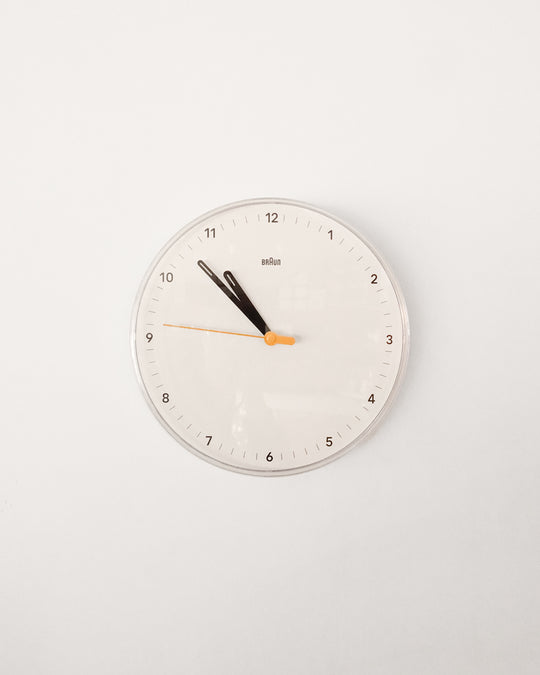 Braun BC26 Classic Analogue White Wall Clock — Braun, Germany, at SORT Vancouver