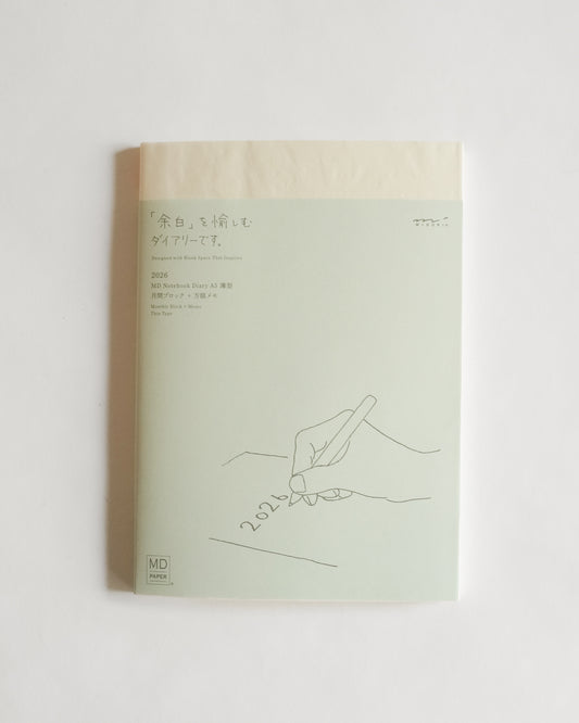 Midori MD 2026 Notebook Diary — A5 Size (Thin) Monthly Block + Memo