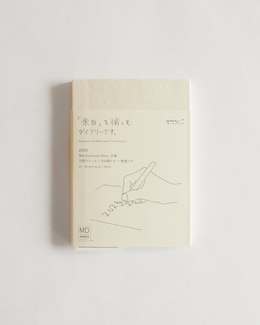Midori MD 2026 Notebook Diary — A6 Size Monthly Block + Memo