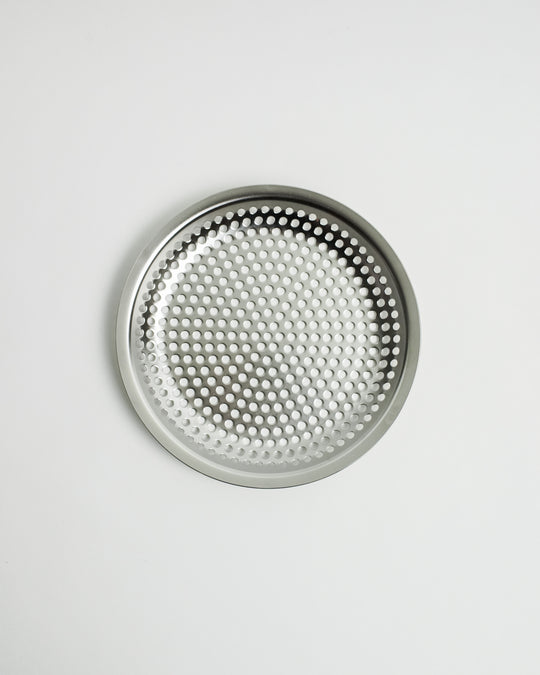 Makanai Stainless Steel Round Flat Strainer, 13 cm, by Conte — Conte, Japan, at SORT Vancouver