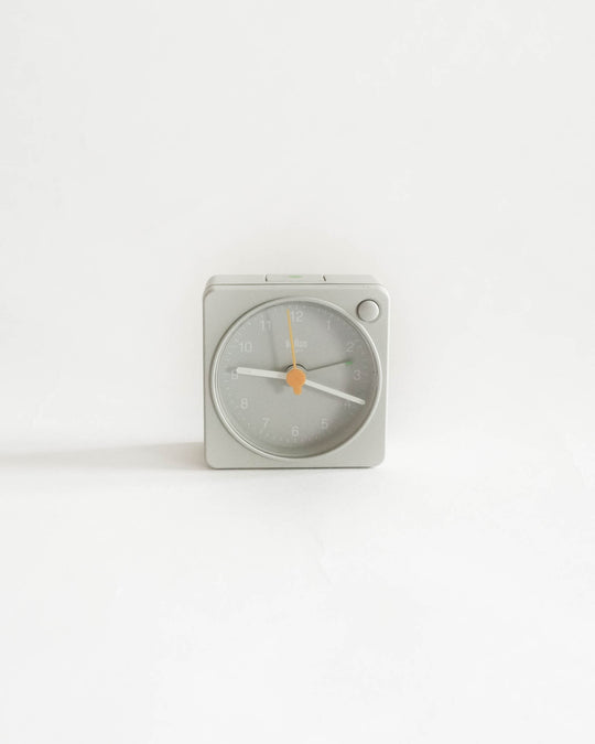 Braun BC02X Classic Analogue Travel Alarm Clock - Grey — Braun, Germany, at SORT Vancouver