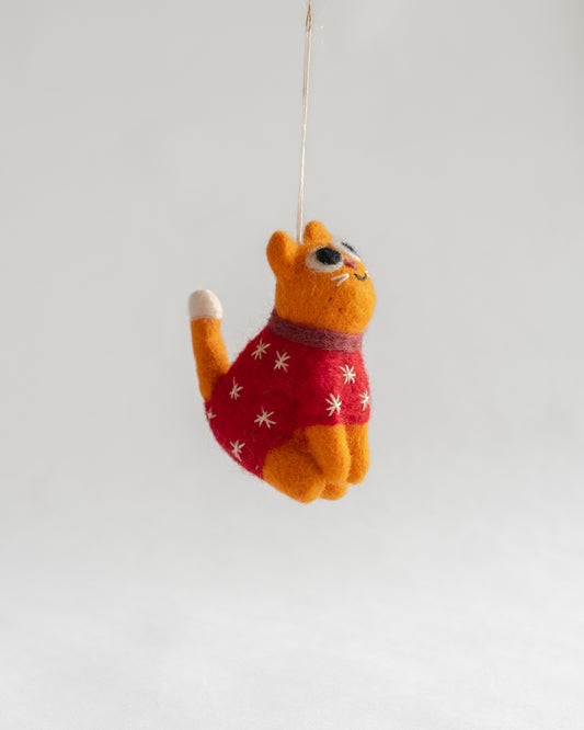 Felt Ornament — Esther (Cat in Magenta Jumper)