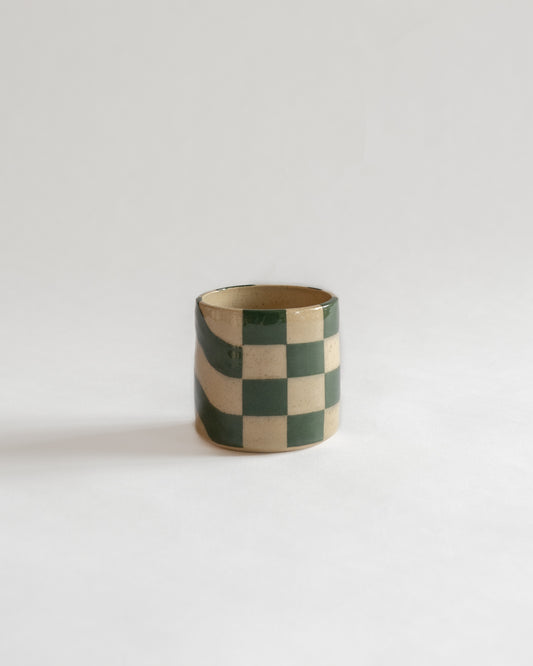 (C12) favourite shape — Groovy Cup (Dark green pattern)