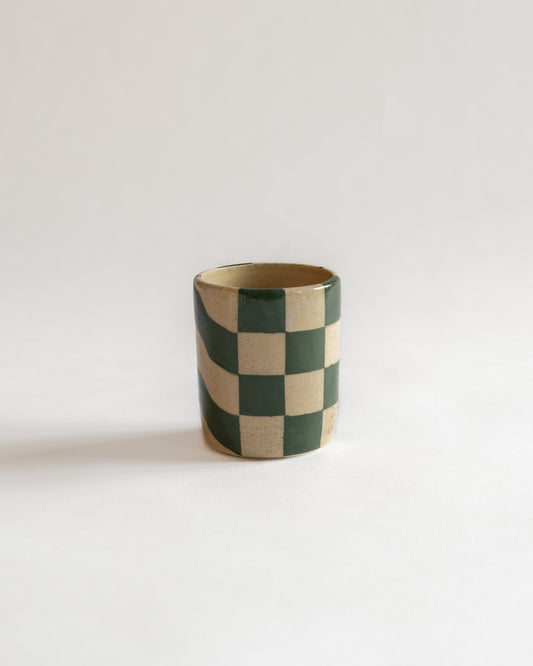 (C11) favourite shape — Groovy Cup (Dark green pattern)