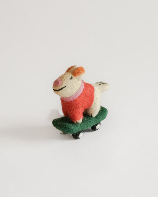 Felt Ornament — Bert (Skateboarding Dog)