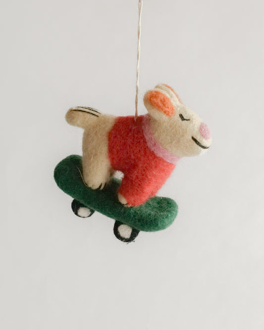 Felt Ornament — Bert (Skateboarding Dog)