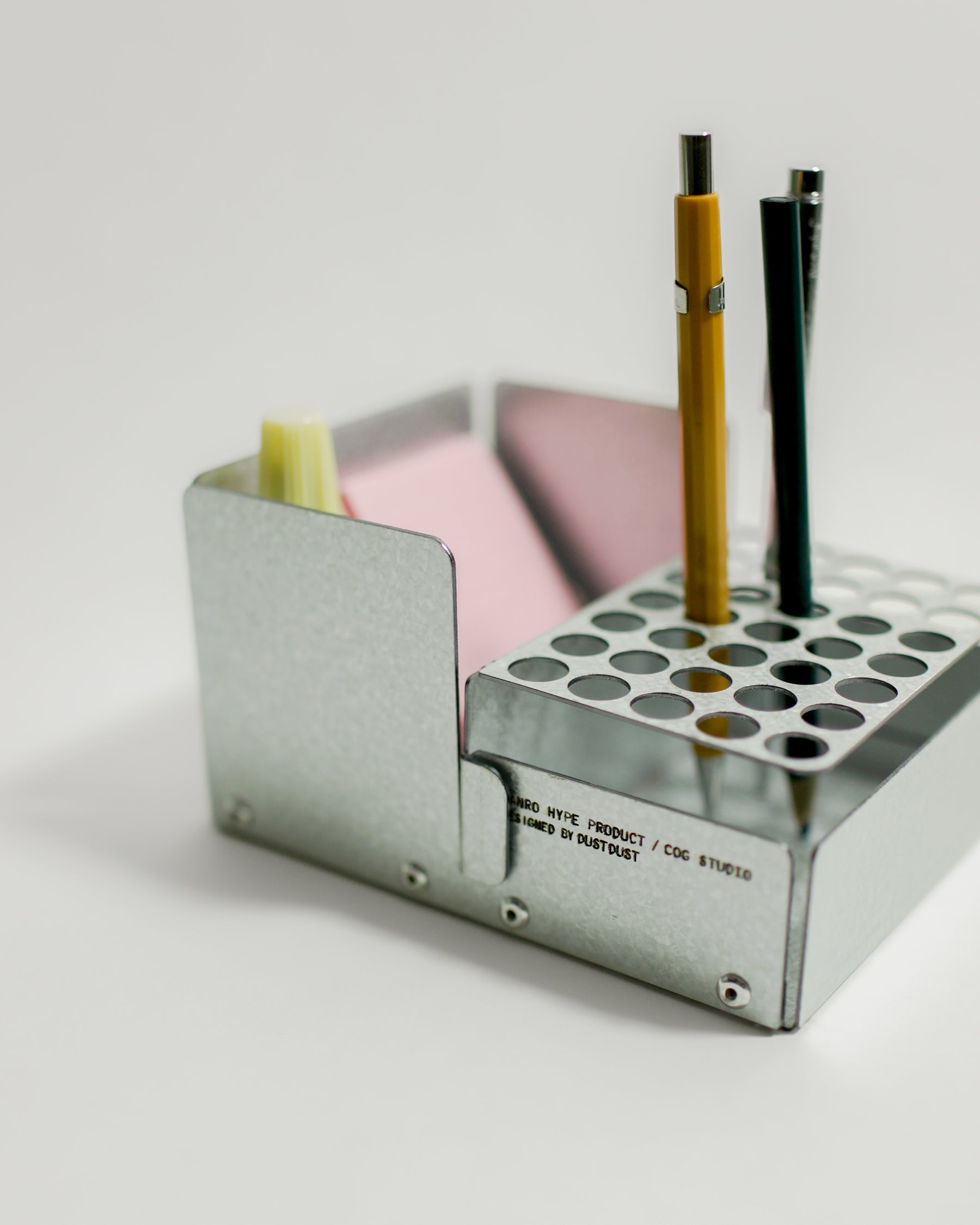 SANRO Level L Pencil Holder — Galvanized Steel — steel pencil holder at SORT Vancouver