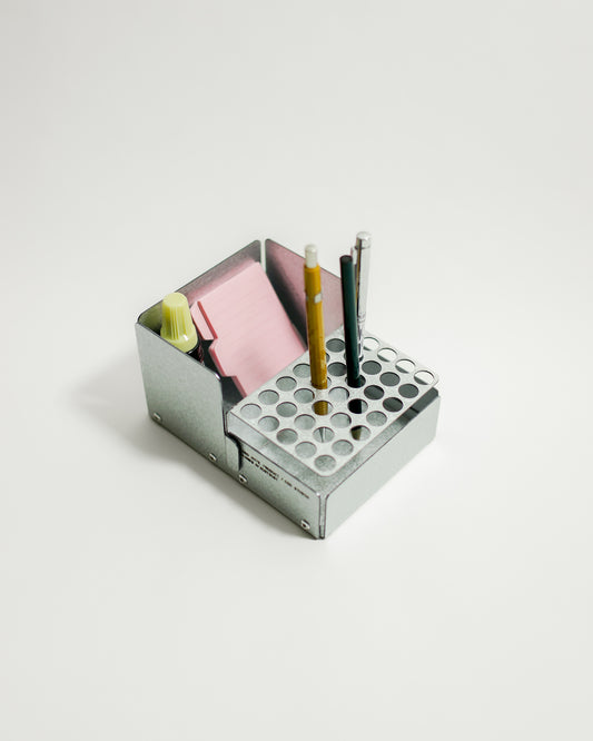 SANRO Level L Pencil Holder — Galvanized Steel — steel pencil holder at SORT Vancouver