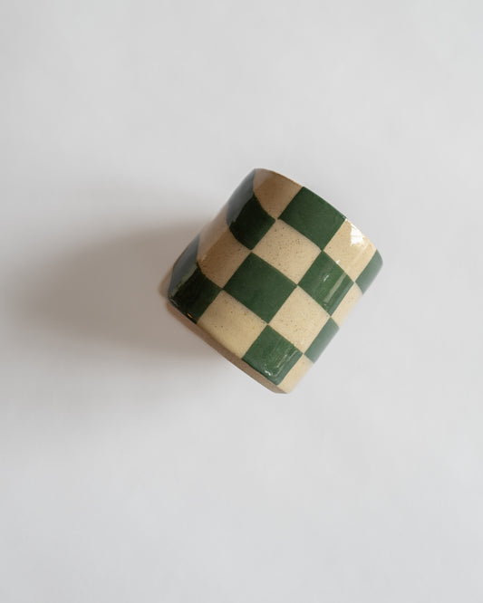 (C12) favourite shape — Groovy Cup (Dark green pattern)