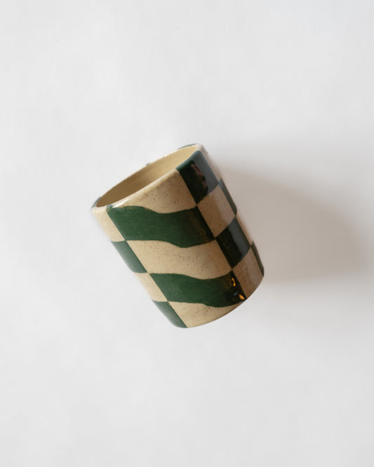 (C11) favourite shape — Groovy Cup (Dark green pattern)