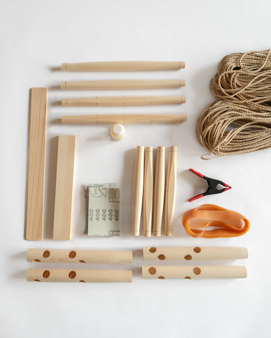 Japanese Hinoki Wood Paper Cord Stool Kit (Mini)