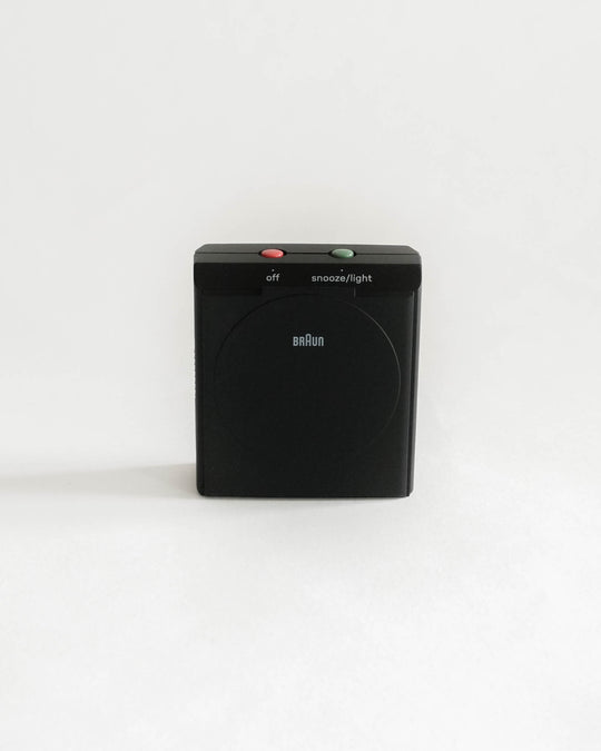 Braun BC05 Travel Analogue Alarm Clock - Black — Braun, Germany, at SORT Vancouver