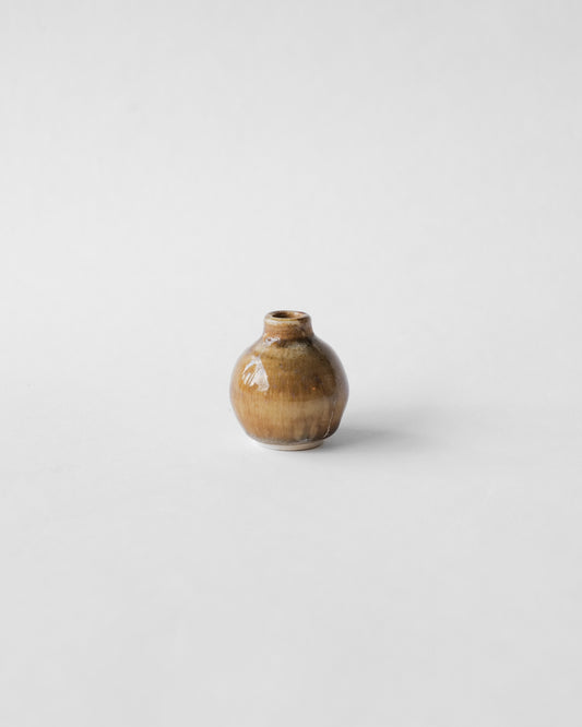 (AY6) Miniature Yellow Rounded Ceramic Vase by A—Y