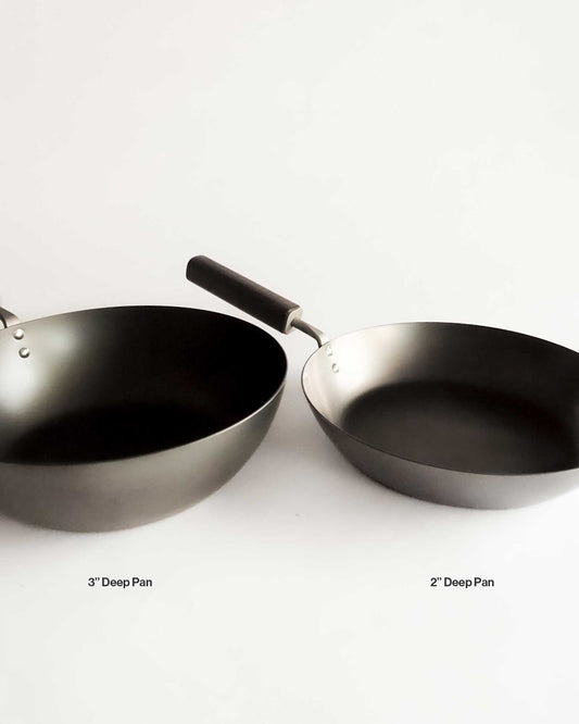 Made in Japan Steel Frying Pan with Bamboo Handle - Ø9.5" × D3" (Deep)