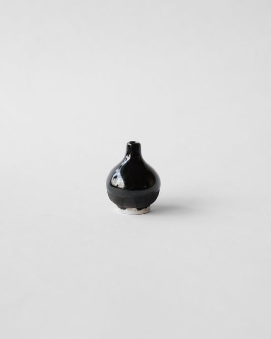 (AY7) Miniature Black Half Matte Half Gloss Ceramic Vase by A—Y