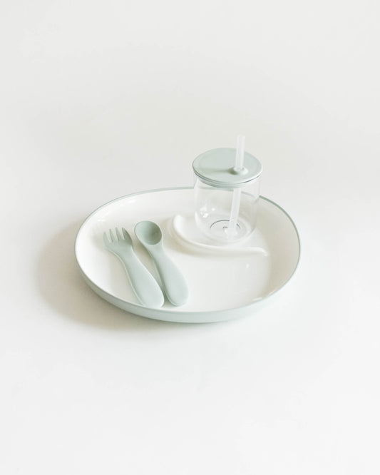 KINTO BONBO Utensils for Kids 4pcs set - Plate, Straw Cup, Spoon, and Fork