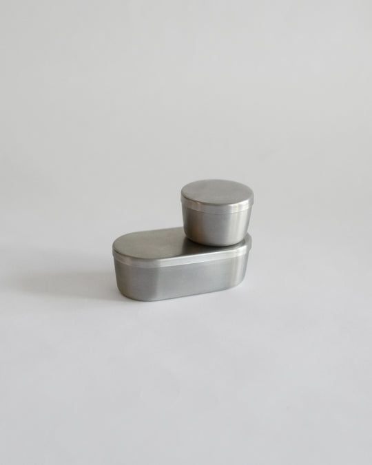 Japan 18-8 Stainless Steel Small Rounded Container — Japanese stainless steel, at SORT Vancouver