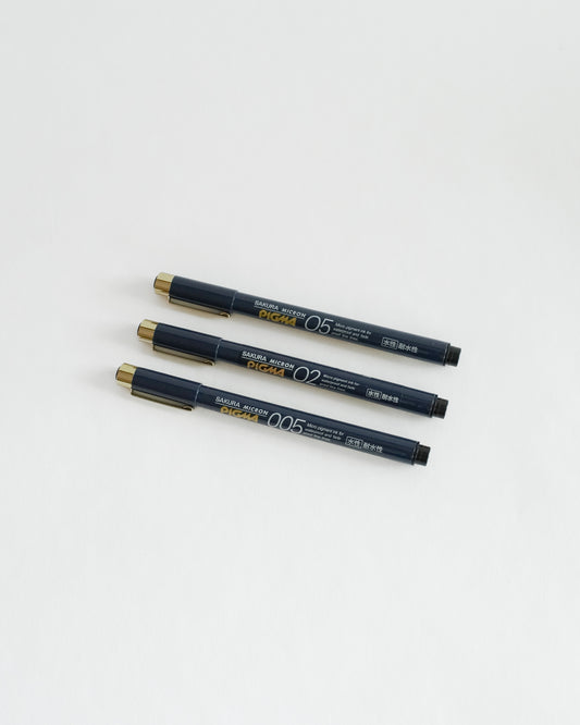 Sakura Pigma Micron Fine Pen, Black Ink - Size 005, 02, 05, 08