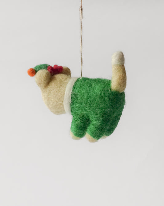 Felt Ornament — Buddy (Cat in Elf Outfit)