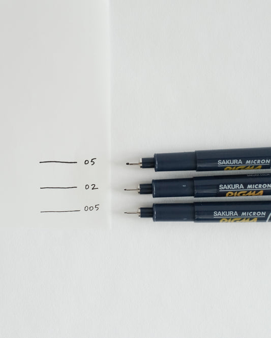 Sakura Pigma Micron Fine Pen, Black Ink - Size 005, 02, 05, 08