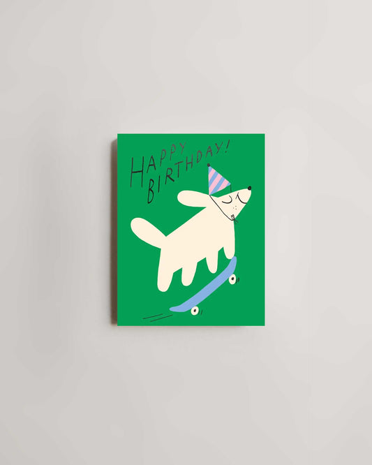 Wrap Happy Birthday Skateboard Dog Card