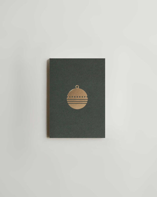ola Foil blocked Bauble Card (Brass on Green) — ola Studio, greeting card at SORT Vancouver