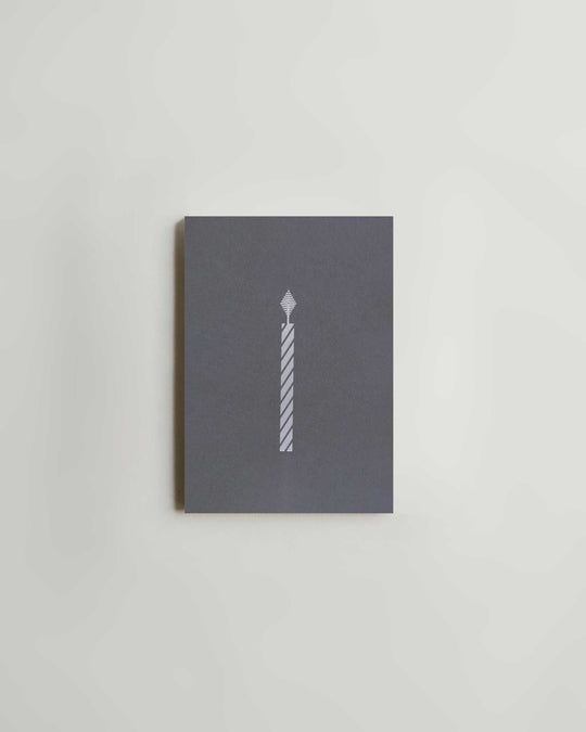 ola Foil Blocked Candle Card (Silver on Grey) — ola Studio, greeting card at SORT Vancouver