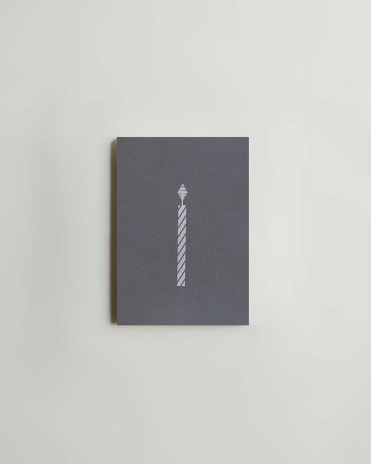 ola Foil Blocked Candle Card (Silver on Grey)