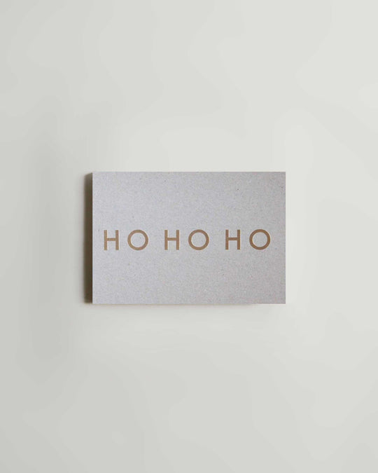 ola Foil Blocked Hohoho Card (Brass on Recycled Grey) — ola Studio, greeting card at SORT Vancouver