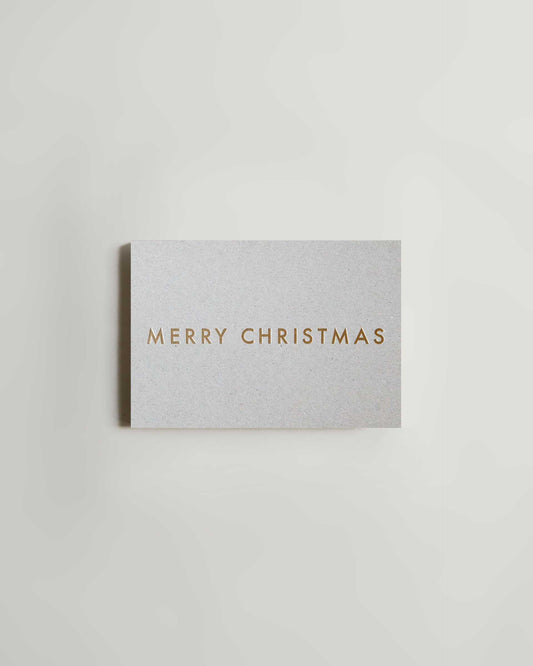 ola Foil Blocked Merry Christmas Card (Brass on Recycled Grey)