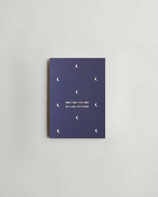 ola Silent Night Card (Moon Motif in Brass on Navy)