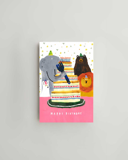 Babincho Prints Birthday Cake and Animal Friends Card — Babincho Prints, at SORT Vancouver