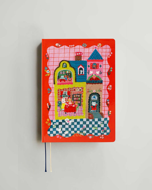 Hobonichi Techo 2027 HON Planner — Yumi Kitagishi: White Cat and Rabbit's Tea Room A5