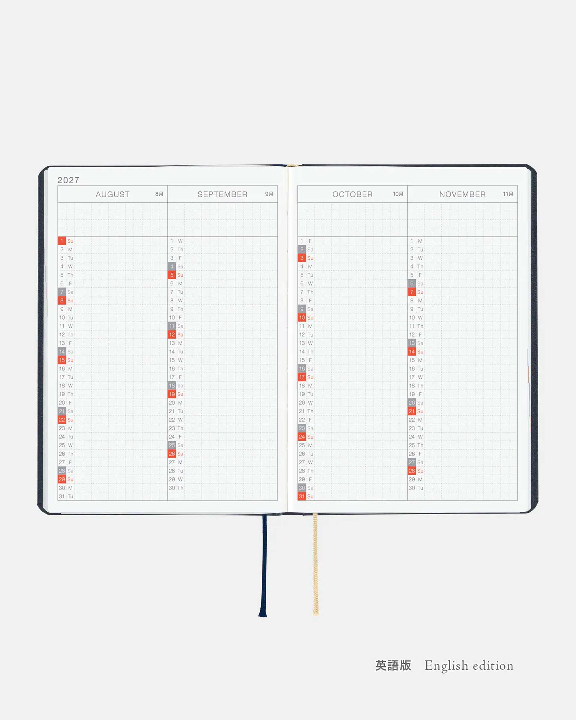 Hobonichi Techo 2027 HON Planner — Slash (Navy) A6 additional view — Hobonichi, Japan, at SORT Vancouver