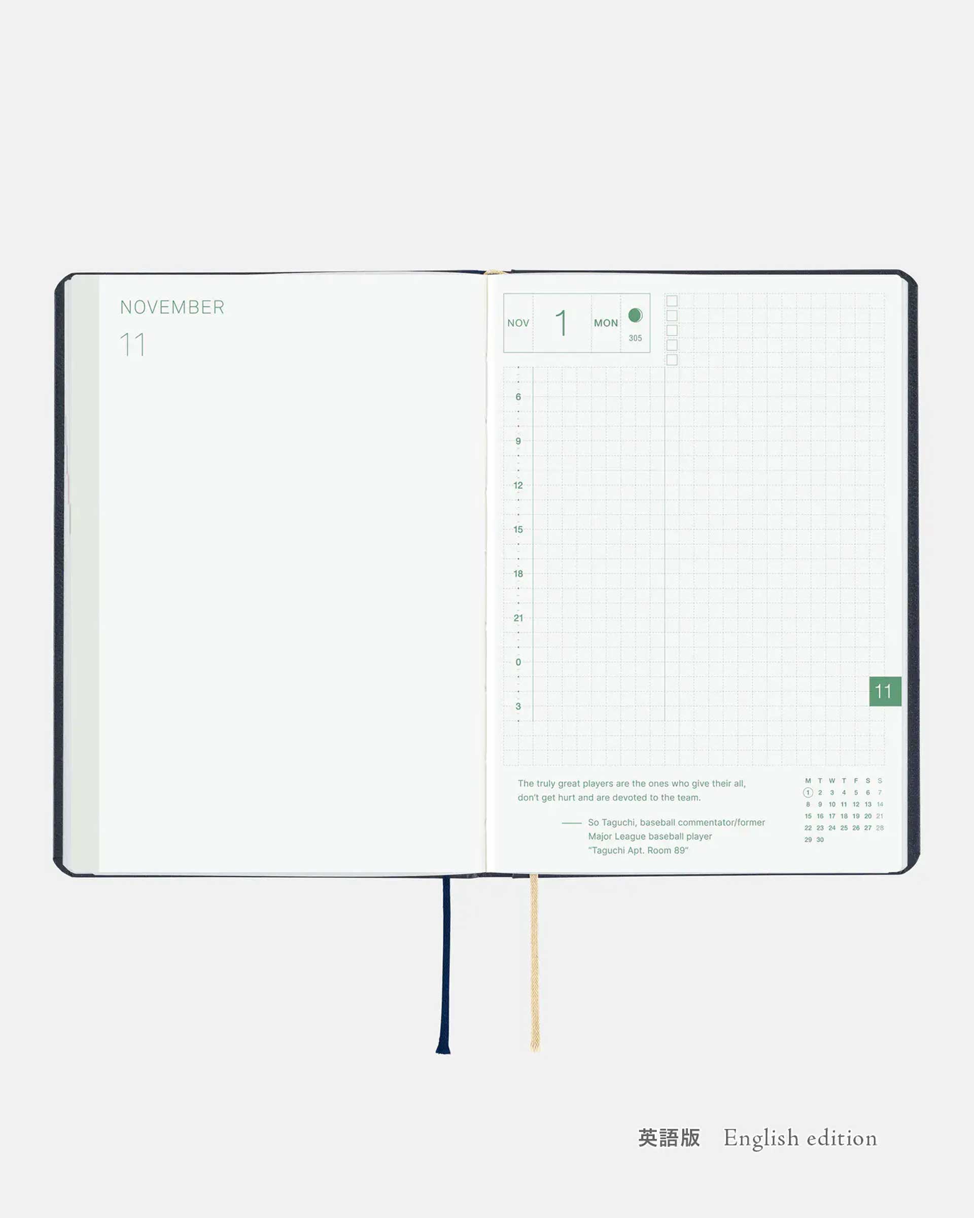 Hobonichi Techo 2027 HON Planner — Slash (Navy) A6 additional view — Hobonichi, Japan, at SORT Vancouver