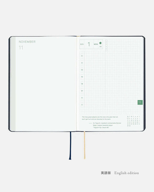 Hobonichi Techo 2027 HON Planner — Slash (Navy) A6