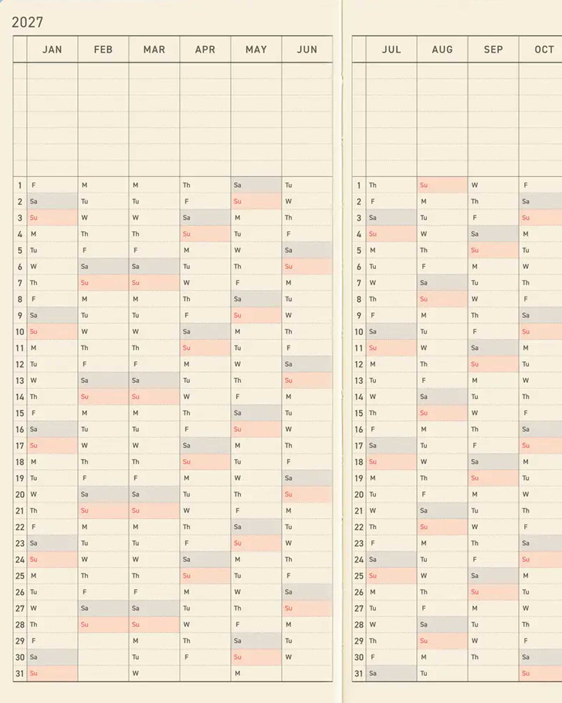 Hobonichi Techo 2027 Weeks Planner — White Line: Ivory additional view — Hobonichi, Japan, at SORT Vancouver