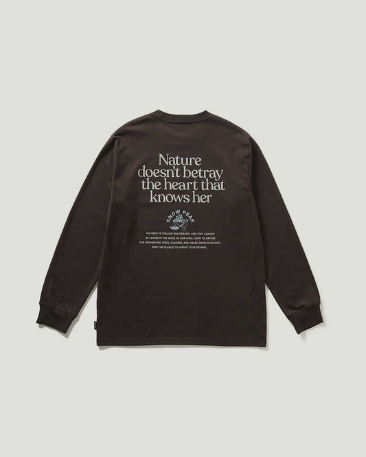Snow Peak Living With Nature Long Sleeve T-Shirt — Dark Brown
