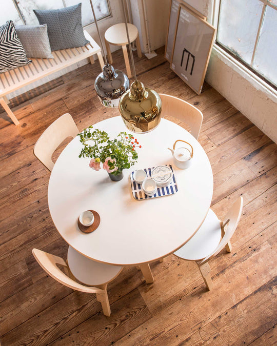 Artek Aalto Circular Table 90A — White Top — Artek, Finland, at SORT Vancouver