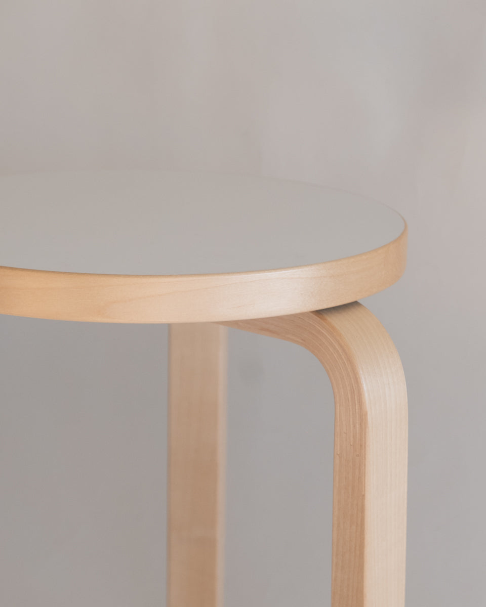 Artek Aalto Stool 60 — White/Black Top – SORT