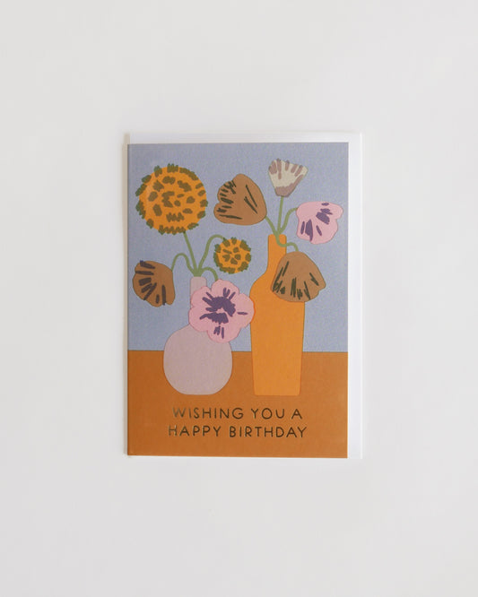 Wrap Happy Birthday Flowers in Vase Card