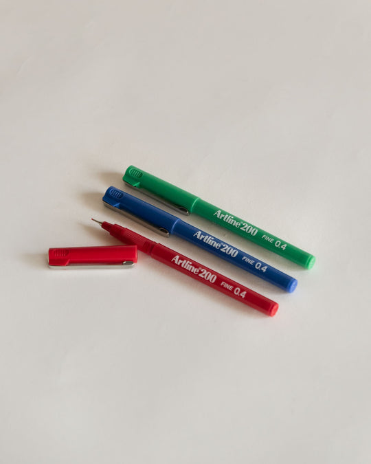 Artline Fineline Pens detail — minimalist design tools at SORT Vancouver